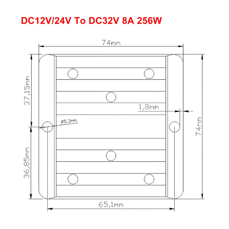 Vedenpitävä DC/DC-muuntimen säädin 12V/24V jopa 32V 8A 256W