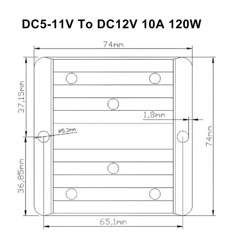 Wodoodporny regulator wzmocnienia konwertera mocy 5V ~ 11V do 12V 10A 120W DC/DC