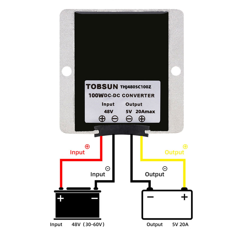 Vedenpitävä 48 V - 5 V 20 A 100 W alennettu DC/DC tehonmuuntimen säädin