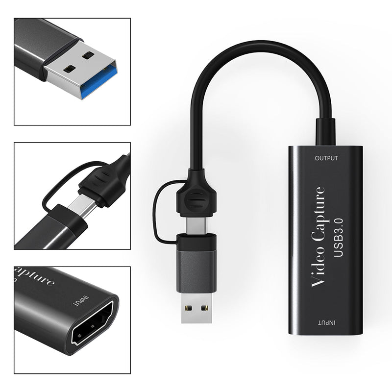 Typ-C USB3.0 Zwei-in-Eins-4K-HD-Videoaufnahmekarte 1080P60Hz Spiel-Live-Übertragung