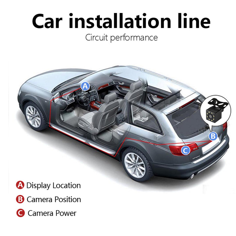 Cámara de Vista trasera de coche, sistema de matrícula de estacionamiento inverso, resistente al agua, 8LED