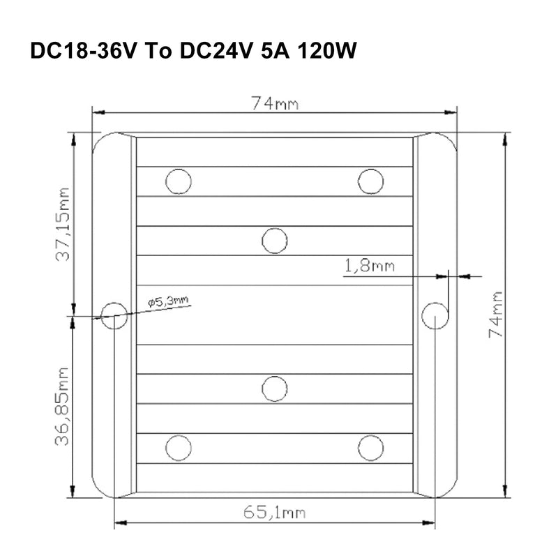 Vedenpitävä DC 18-36VV DC 24V 5A Jännitteenvakain Auton virtalähteen säädin