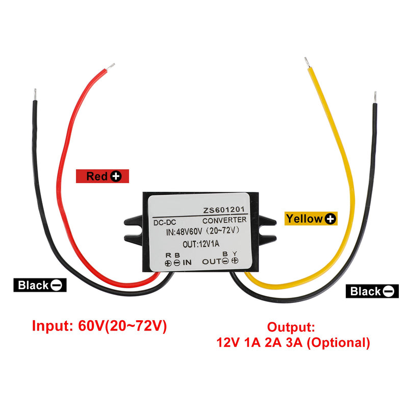 Vanntett DC-DC-omformer 60V trinn ned til 12V bilstrømforsyningsmodul