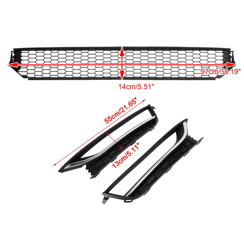 VW Passat 2012-2015 Front Nedre Grill Grill Tåkelys Deksel Black & Chrome