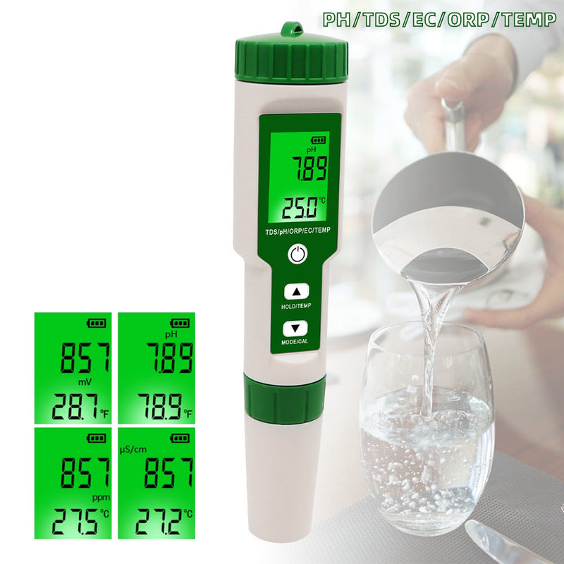 5 in 1 Digital PH TDS EC ORP Temperatur Wasserqualität Tester Meter Test Tool