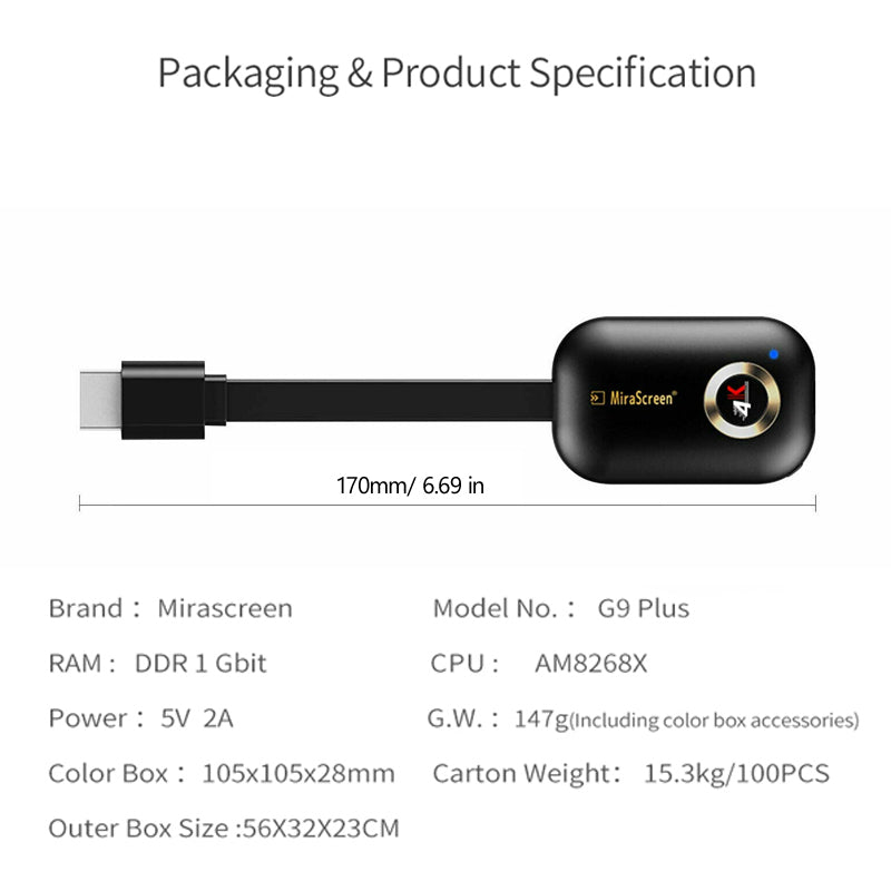 G9 True 4K TV Stick TV Streamer Anzeige HDM WiFi Wireless Dongle Receiver
