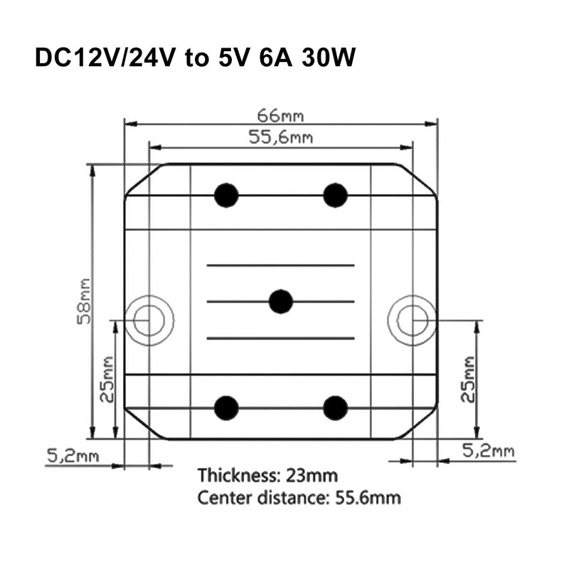 DC Voltage Regulator Buck Muunnin DC 12/24V - 5V 6A 30W Step Down Redducer