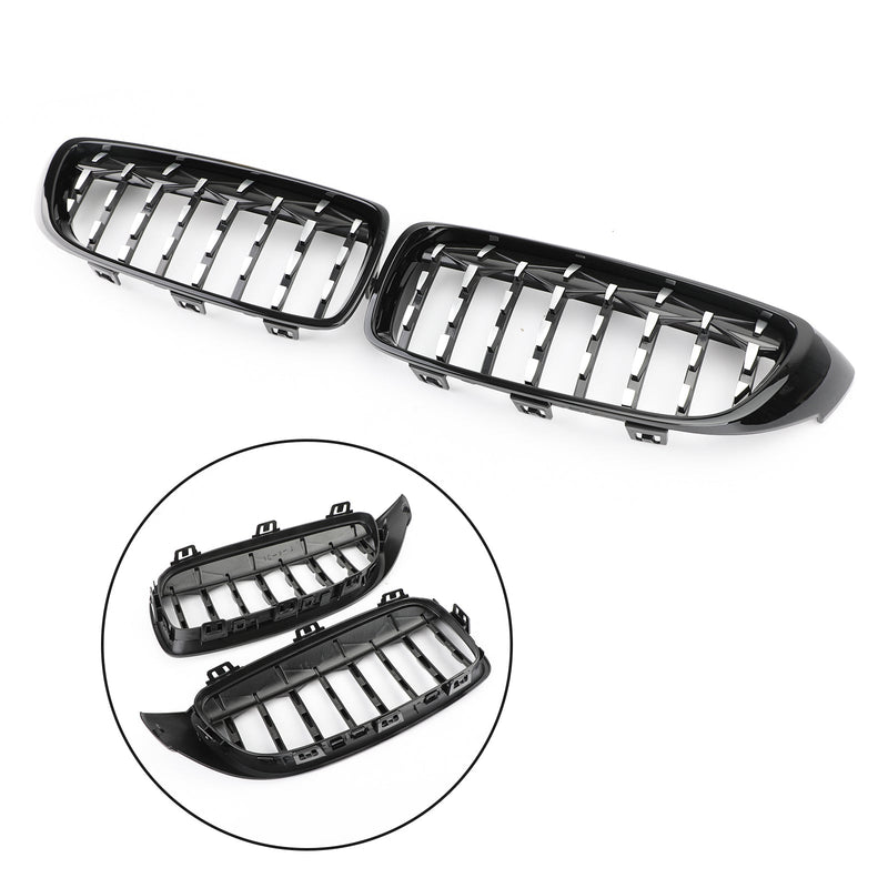 Diamant främre övre grill för BMW 4-serie F32 F33 F36 F82 14-18 Black & Chrome Generic