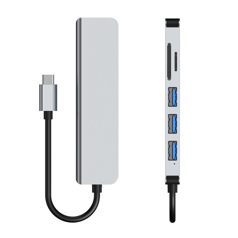 6 i 1 USB-C Typ C HD-utgång 4K USB 3.0 HD-adapter HUB Multifunktionsdocka