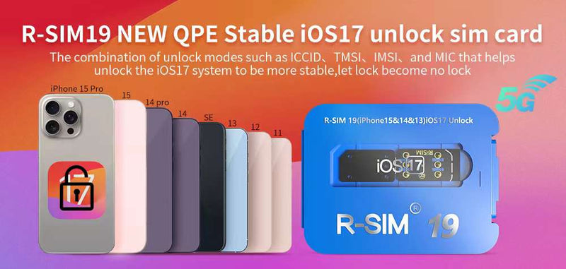 R-SIM19 NOVO QPE Estável Desbloquear Cartão SIM para iPhone 15 Plus 14 13 Pro Max 12 IOS17