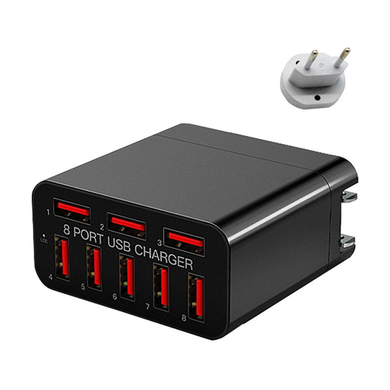 EU-Stecker 40 W 8-Port-USB-Ladegerät Schnellladung Multi-Port-Netzteil für Macbook