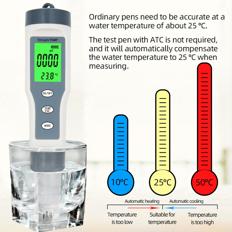 3 in 1 Digital PH TDS TEMP wasserdichtes Wasserqualitätsmesser Tester Test Pen Tool