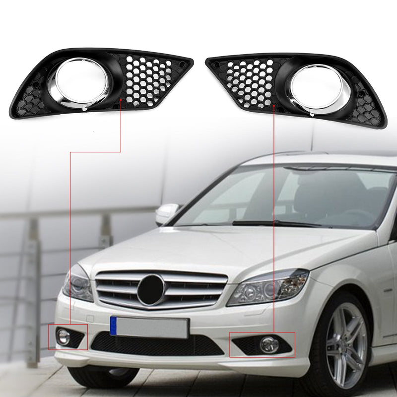 Paar vordere Stoßfänger Fog Light Grill Set Fit Mercedes Benz C-Klasse W204 2008-2010