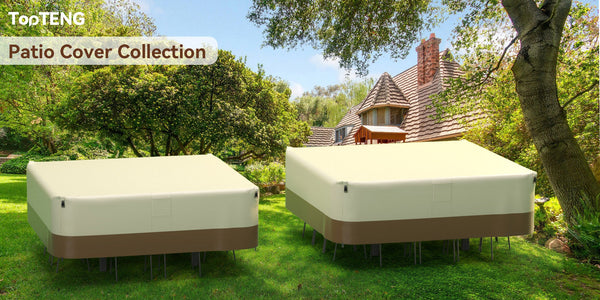 Cobertura quadrada impermeável para móveis de pátio 420D para mesas e cadeiras ao ar livre