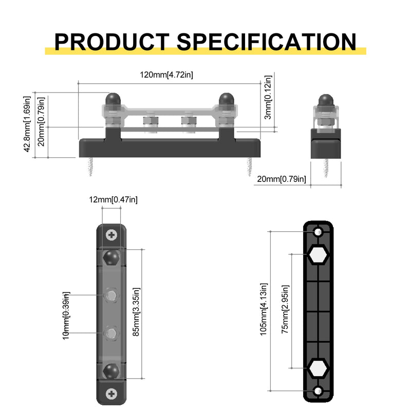 2/4/6/12-Wege-Auto-Sammelschienenblock-Staubschutz-Verteilerterminal für Auto-Marine