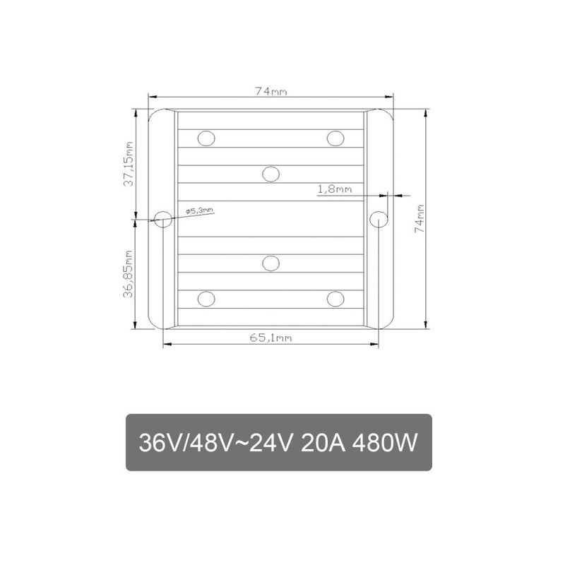 AreYourShop wasserdicht 36 V/48 V bis 24 V 20A 480W Stufe DC/Gleichstrom -Leistungswandlerregler