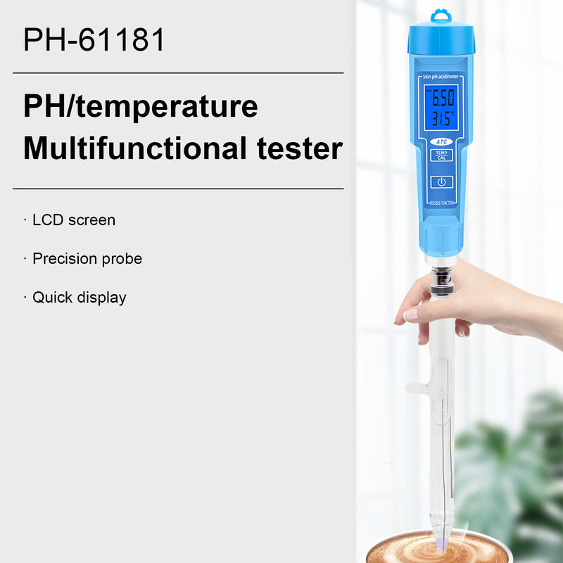 PH Meter -lämpömittarikynä elintarvikkeille Hedelmäliha Maaperä Laboratorion digitaalinen happo-PH-testeri