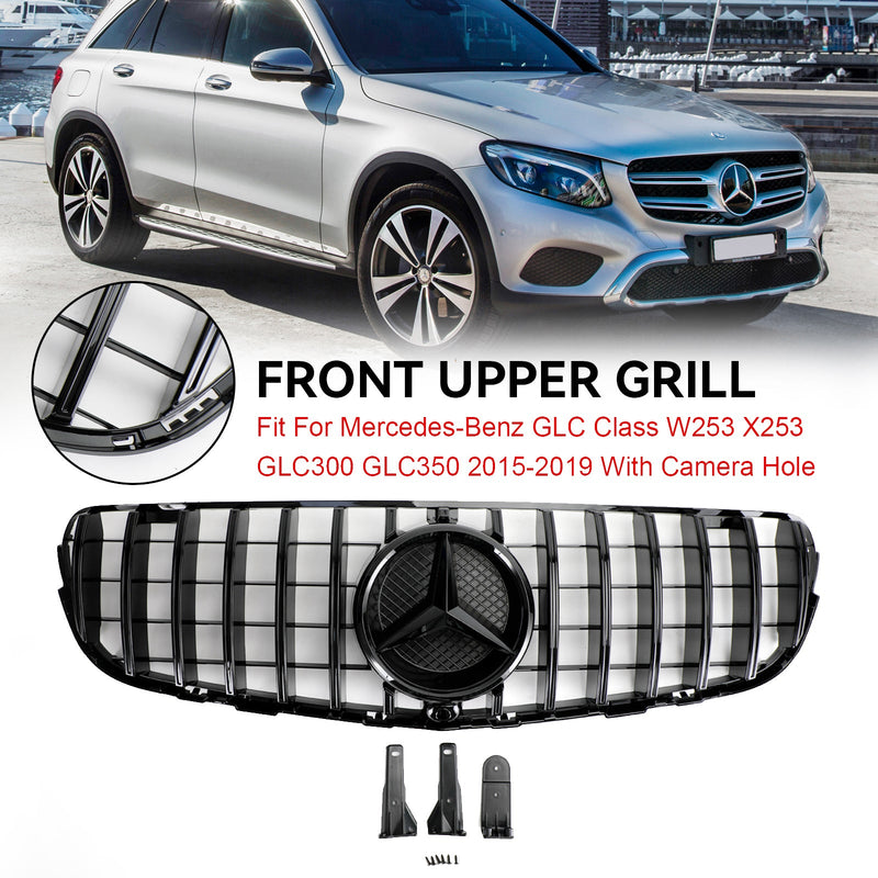 Mercedes Benz GLC X253 C253 2015-2019 Frontstoßstangengrill Grill schwarz glänzend