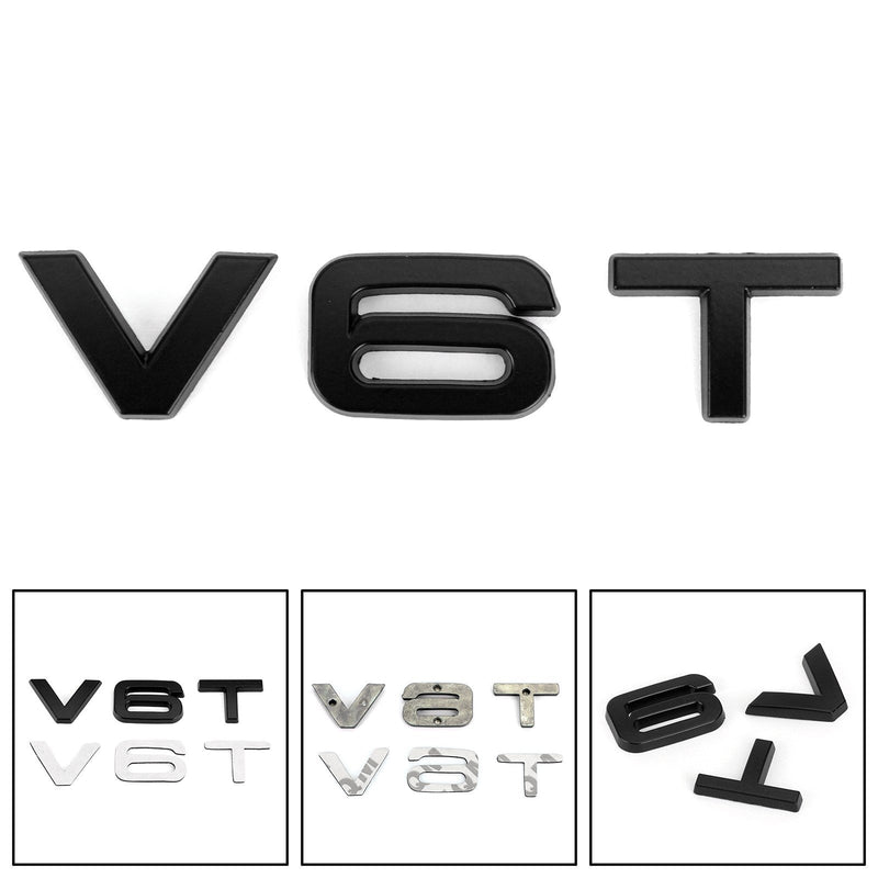 V6T Emblem Merke for Audi A1 A3 A4 A5 A6 A7 Q3 Q5 Q7 S6 S7 S8 S4 SQ5 Svart