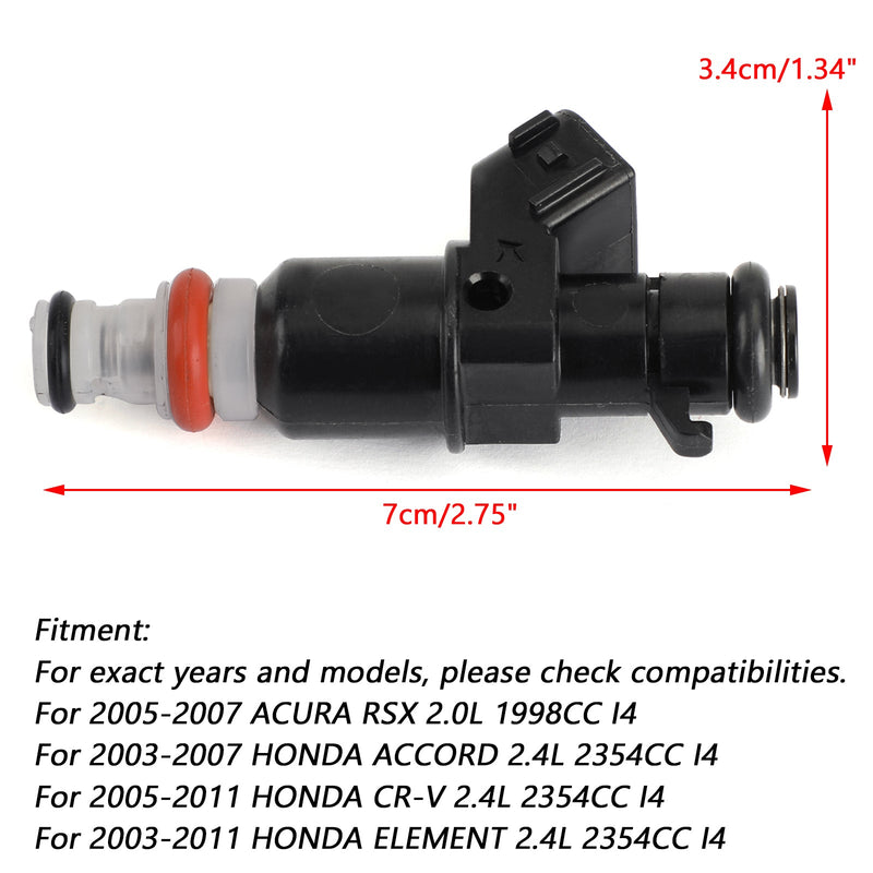 4st bränsleinsprutare för 2003-2007 Honda Accord 2.4L 16450RAA01 16450-RAA-A01 Generic