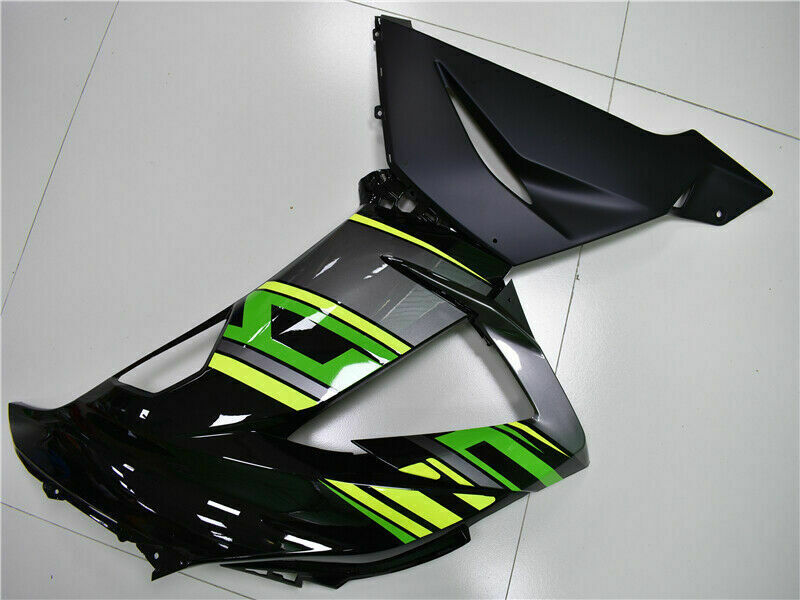 Verkleidungs-Einspritz-Kunststoff-Set, grün, schwarz, mit Schrauben-Set, passend für Kawasaki Zx6R 13–18 Generic