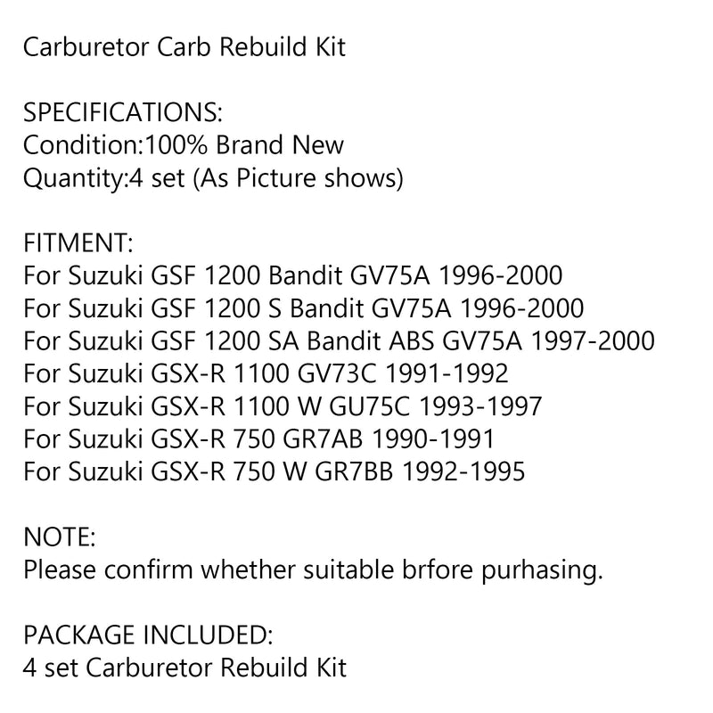 Kit de reparación de carburador para Suzuki GSF 1200 Bandit GSXR 1100 750 Carb Generic