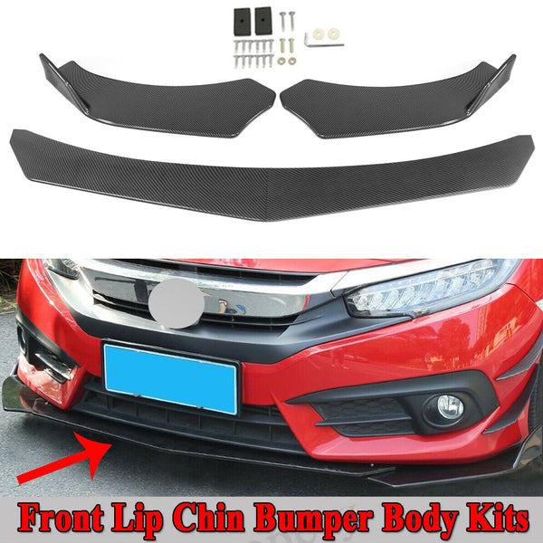 4PC Universal Front Bumper Lip Body Kit Spoiler Passar GMC Honda Civic Carbon Fiber Generic