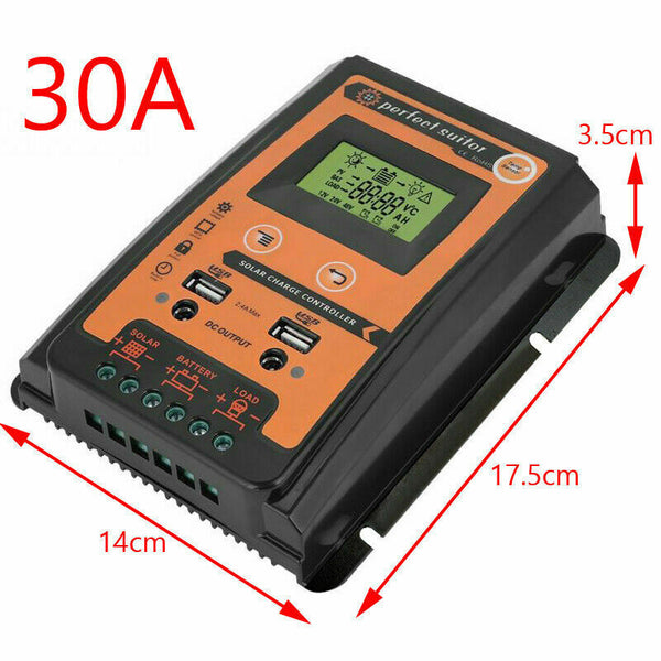 12/24V 30A aurinkoenergian latausohjain Ohjainpaneeli Akun säädin Dual USB