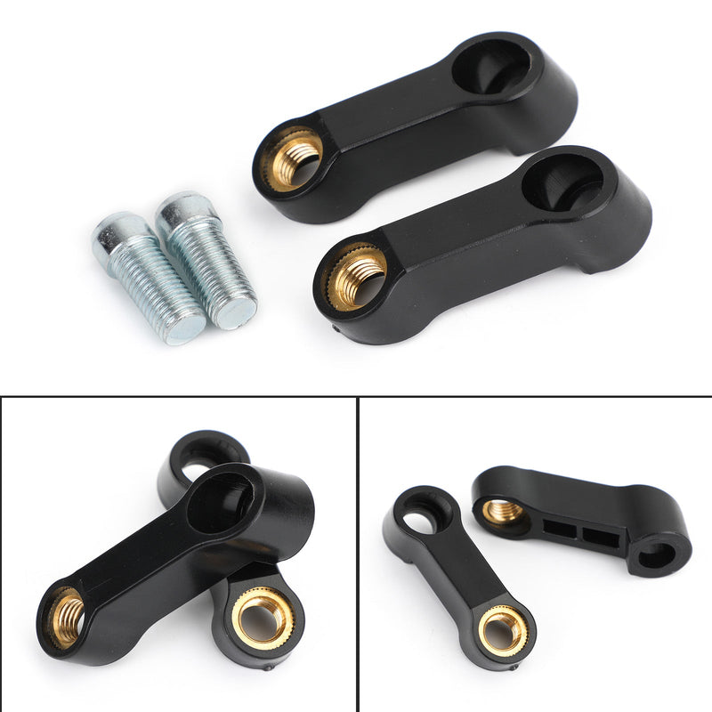 Soporte de extensión elevador de espejo para motocicleta, negro, 10mm, M10, compatible con Honda Generic