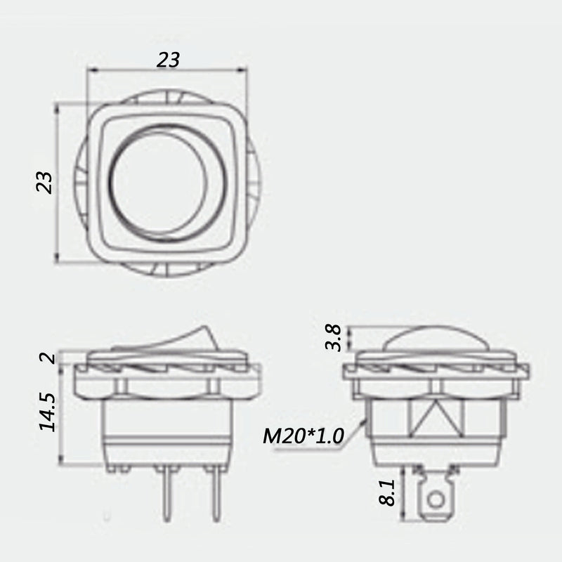 R13-135A Pyöreä veneen keinukytkin SPST 2Pin ON-OFF 10A/250VAC 16A/125VAC