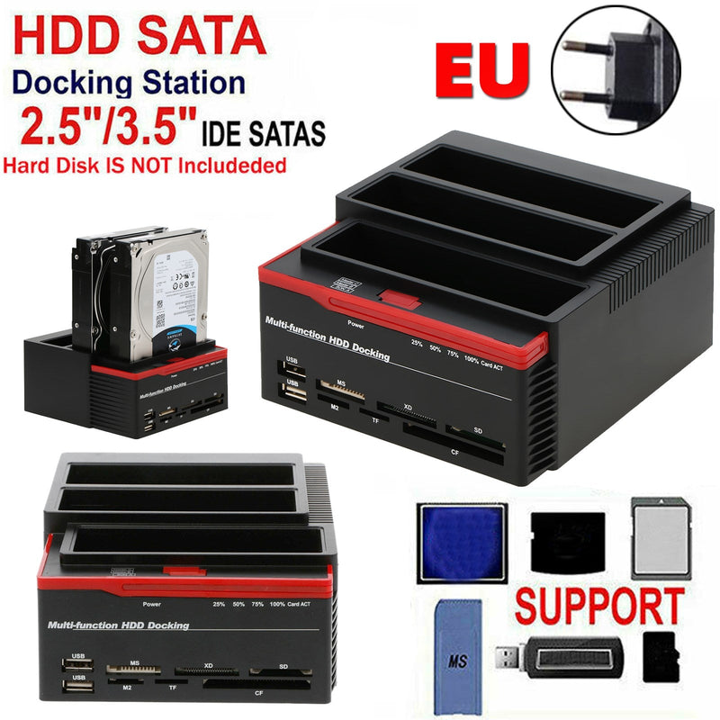 Multifunktions 2.5 3.5" HDD Dockningsstation UKB 3.0 Clone Hard Drive EU