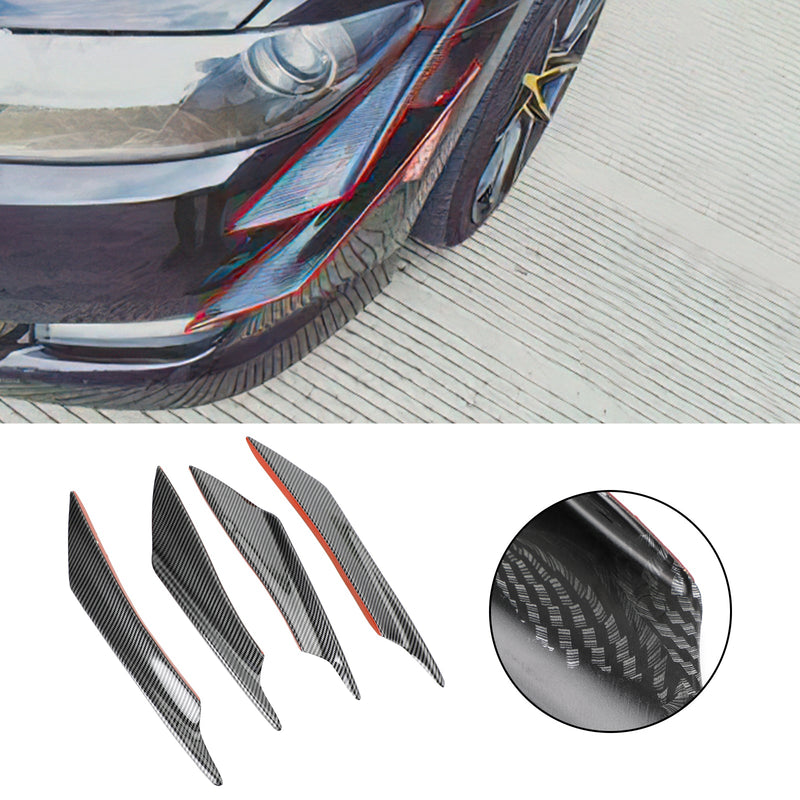 4 Stück Universal Frontstoßstange Flossen Body Splitter Spoiler Canards Carbon Look