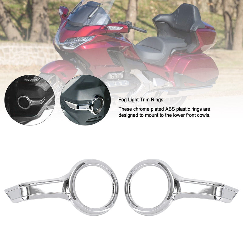 Anéis de acabamento cromados para farol de neblina para HONDA Goldwing GL1800 F6B 2018-2021 genérico