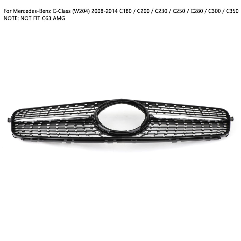 Czarny chromowany grill przedni odpowiedni do Mercedes-Benz W204 C200 C300 08-14