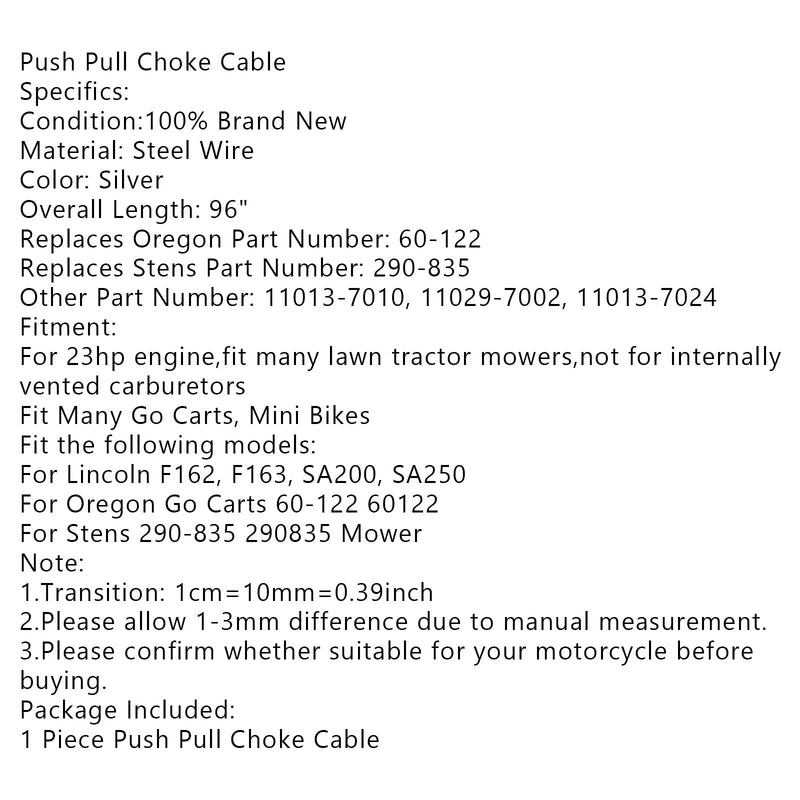 Universal Push Pull Choke Kabel 96&#39;&#39; für Oregon Conduit Go Kart Gaszug Generic