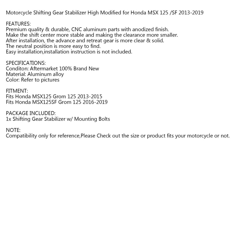 Estabilizador de cambio CNC altamente modificado para Honda Grom MSX125/SF 2013-2019