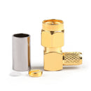 10 stk SMA hanstik retvinklet pin crimp til RG58 RG142 RG400 LMR195 kabel RF