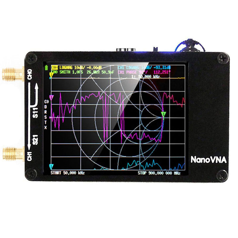 NanoVNA-H Vektornetzwerk-Antennenanalysator MF HF VHF UHF-Analysator mit SD-Kartensteckplatz