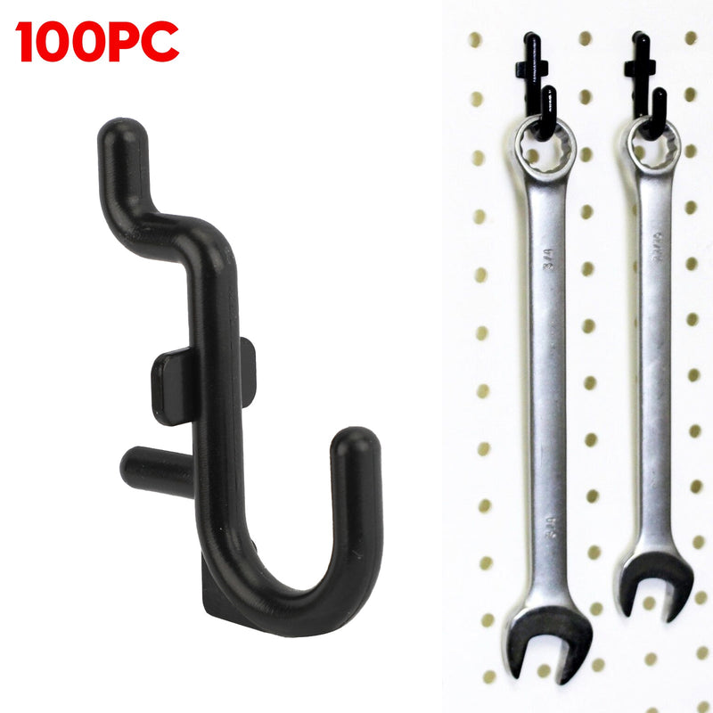 Areyourshop Peg Board Hook Kit Garage Tool Storage Pegboard 100 Stück J Hook Locking Plastic