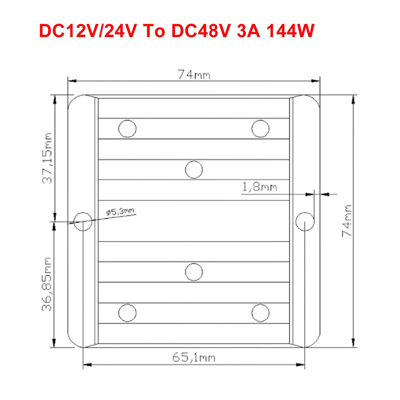 DC-DC 12V/24V-48V 3A 144W Step Up Auto Netzteil Konverter Regler Wasserdicht