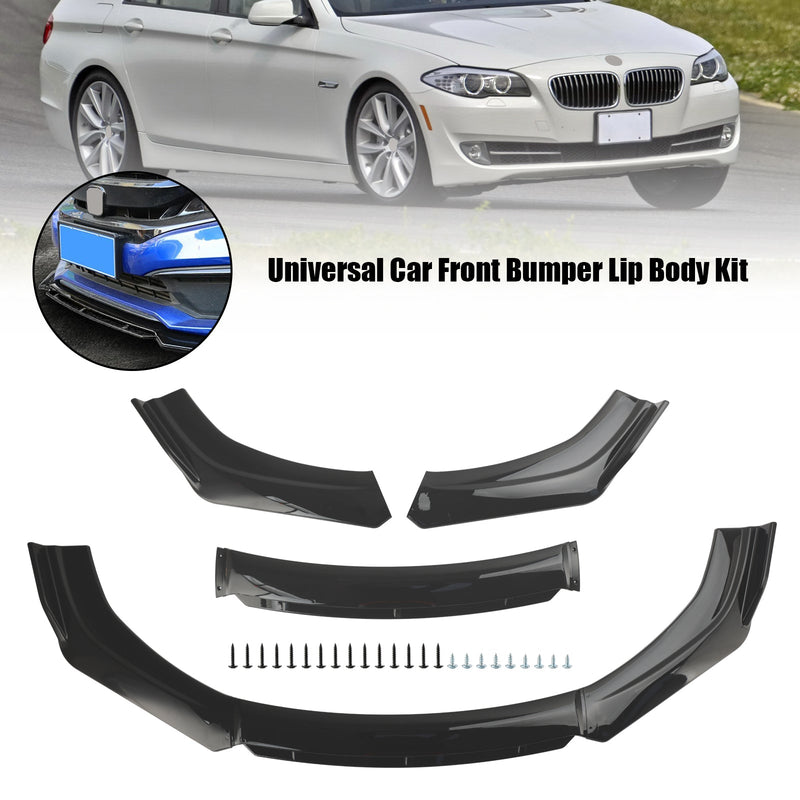 4 delar Universal Car Front Bumper Lip Body Set Splitter Diffuser Protector Black