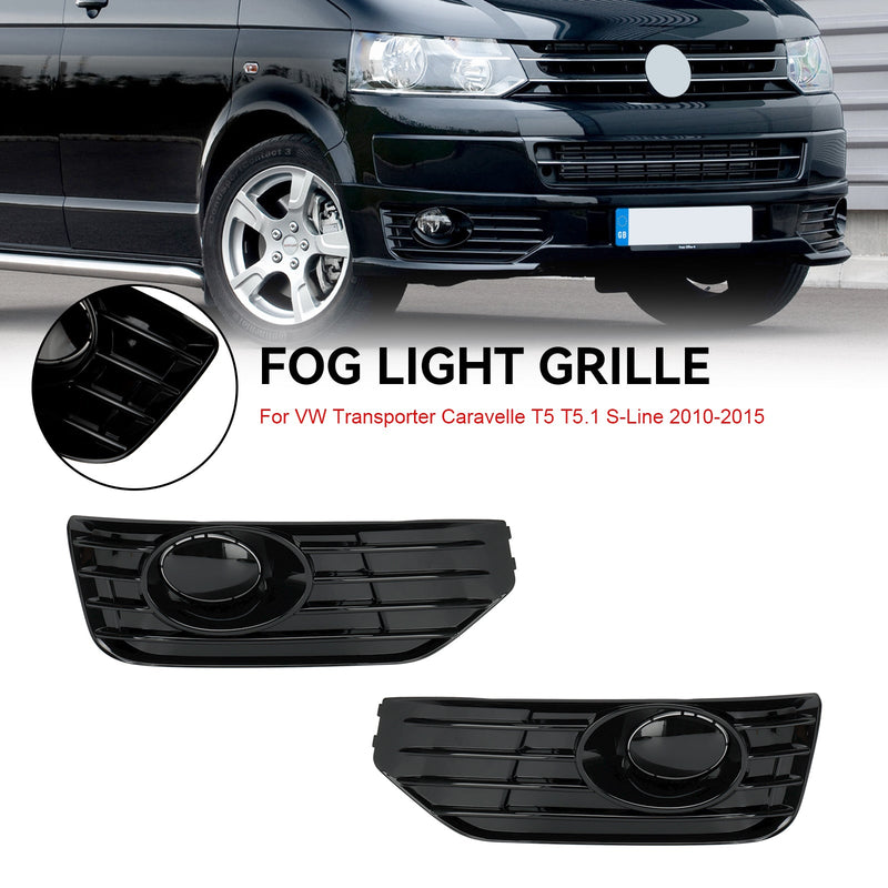 VW T5 T5.1 2010-2015 Farol de Nevoeiro Tampa Inserção S Line Grill Preto Brilhante