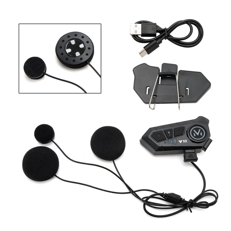 Universal Speaker Player Hjelm Bluetooth Hodetelefon Headset Svart For Motorsykkel