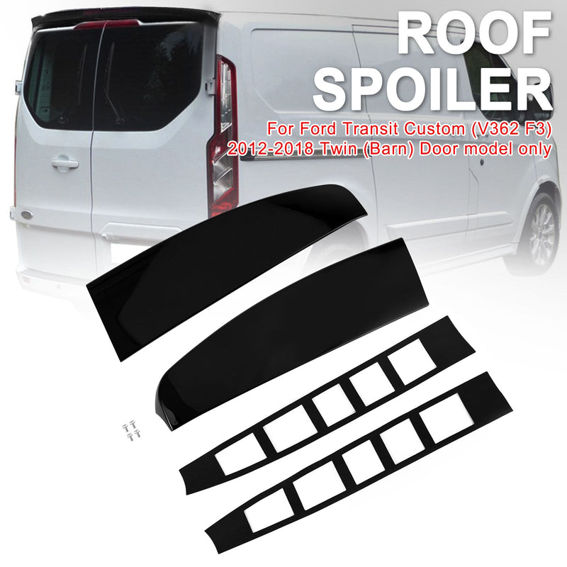 Ford Transit Custom 2012-2023 Gloss Black Bakre Dobbel Låvedør Takspoiler