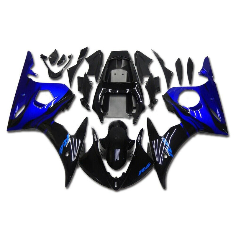 Verkleidungs-Einspritz-Kunststoff-Set passend für Yamaha 2003 2004 YZF R6 Blau Schwarz Generisch