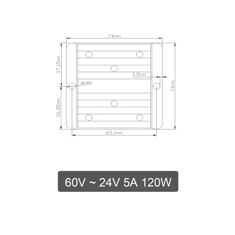 60 V do 24 V 5A Obniżony regulator konwertera zasilania DC/DC Wodoodporny