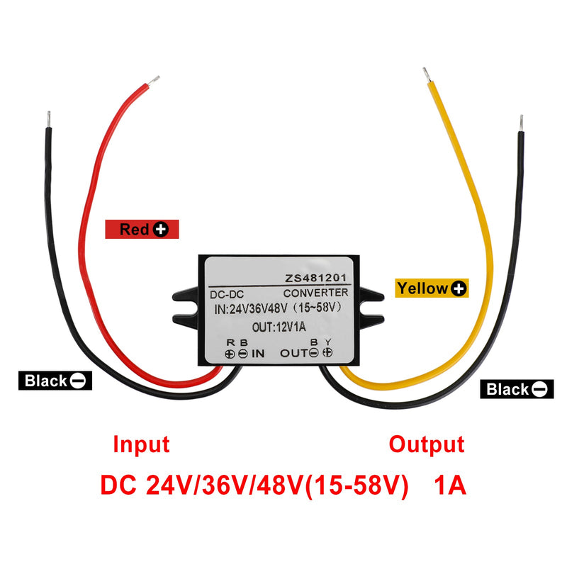 Vanntett DC-DC omformer 24V 36V 48V trinn ned til 12V strømforsyningsmodul