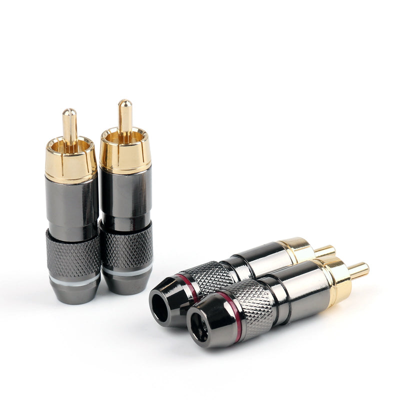 12 Uds cobre RCA macho chapado en oro Audio Video adaptador conectores soldadura