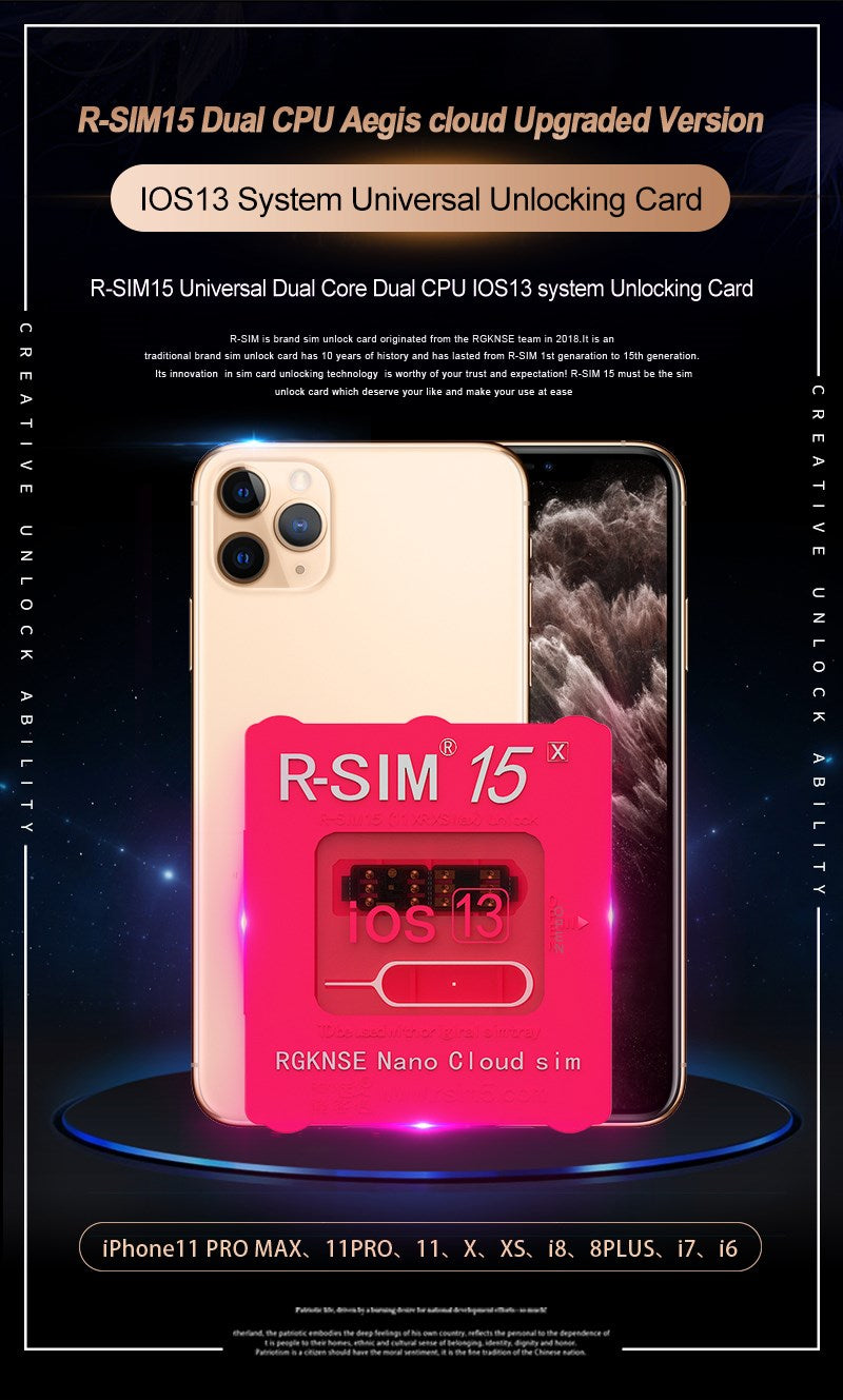 Oppgrader RSIM-15 Nano Unlock Card for iPhone 13 Pro X XS Max 8 iOS 14.7