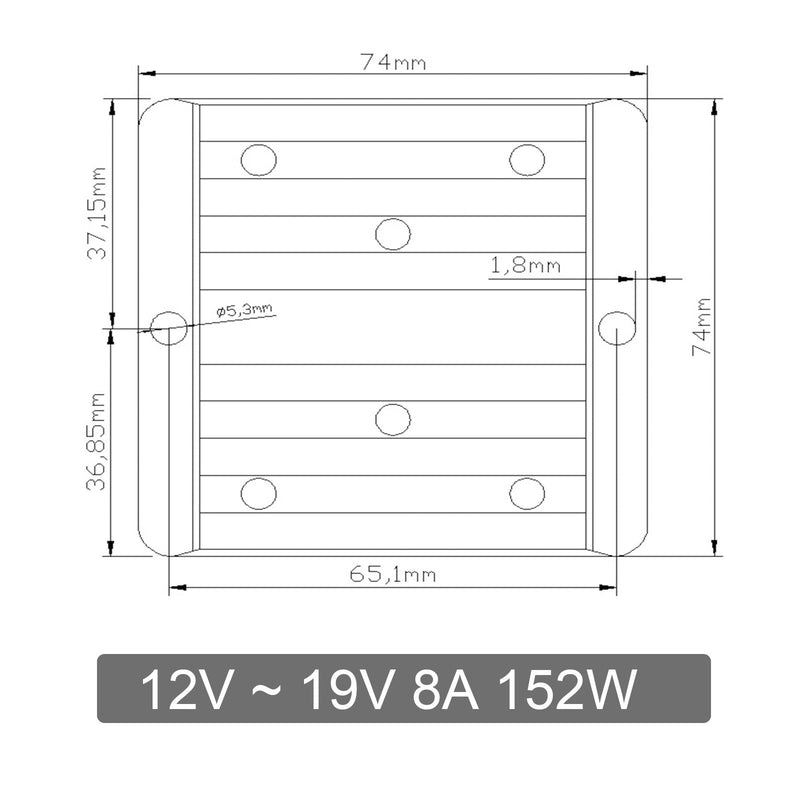 12V a 19V 8A 152W DC-DC Boost Step-Up Convertidor de potencia Módulo regulador de voltaje